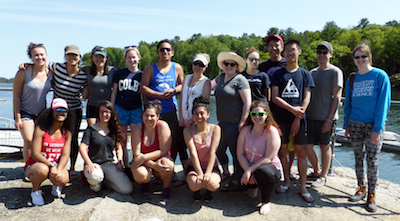 2017 REU students outside on dock.