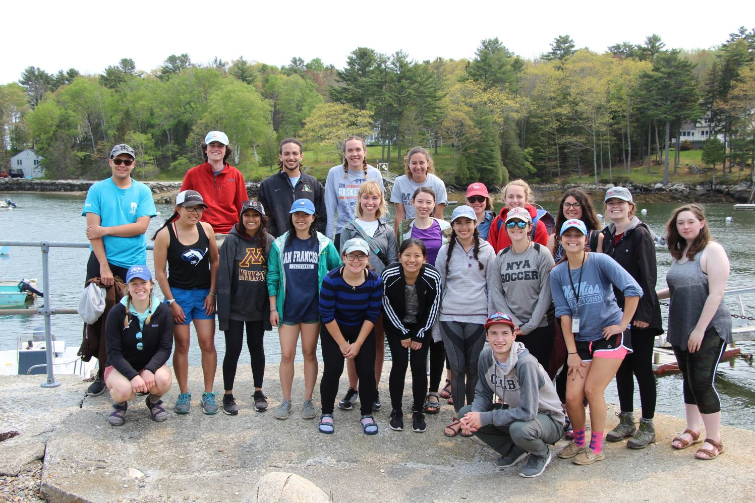 2019 REU students outside on dock.