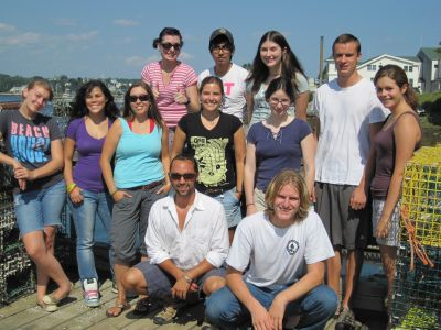 2010 REU students outside on dock