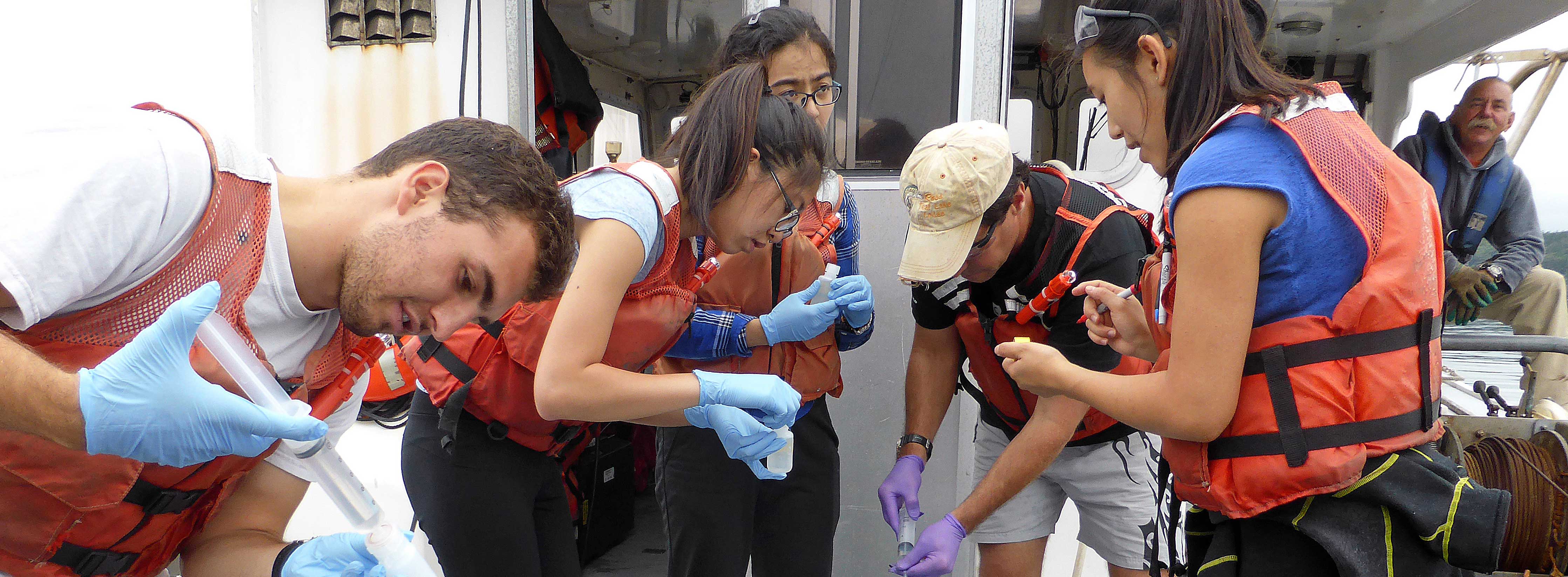 students on research vessel