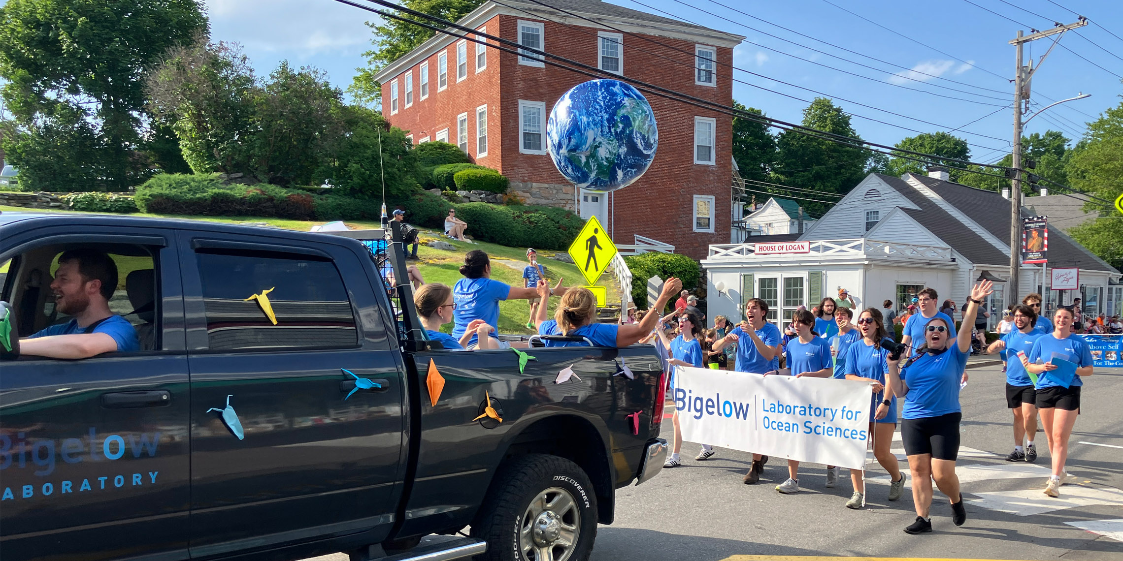 Bigelow Laboratory team members participate in Windjammer Days Parade in Boothbay Harbor, Maine