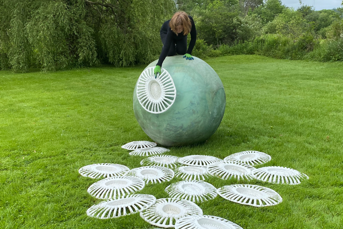 A Coccolithophore sculpture under construction