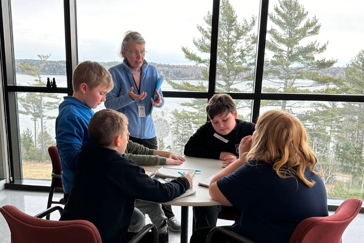 Boothbay students with their teacher