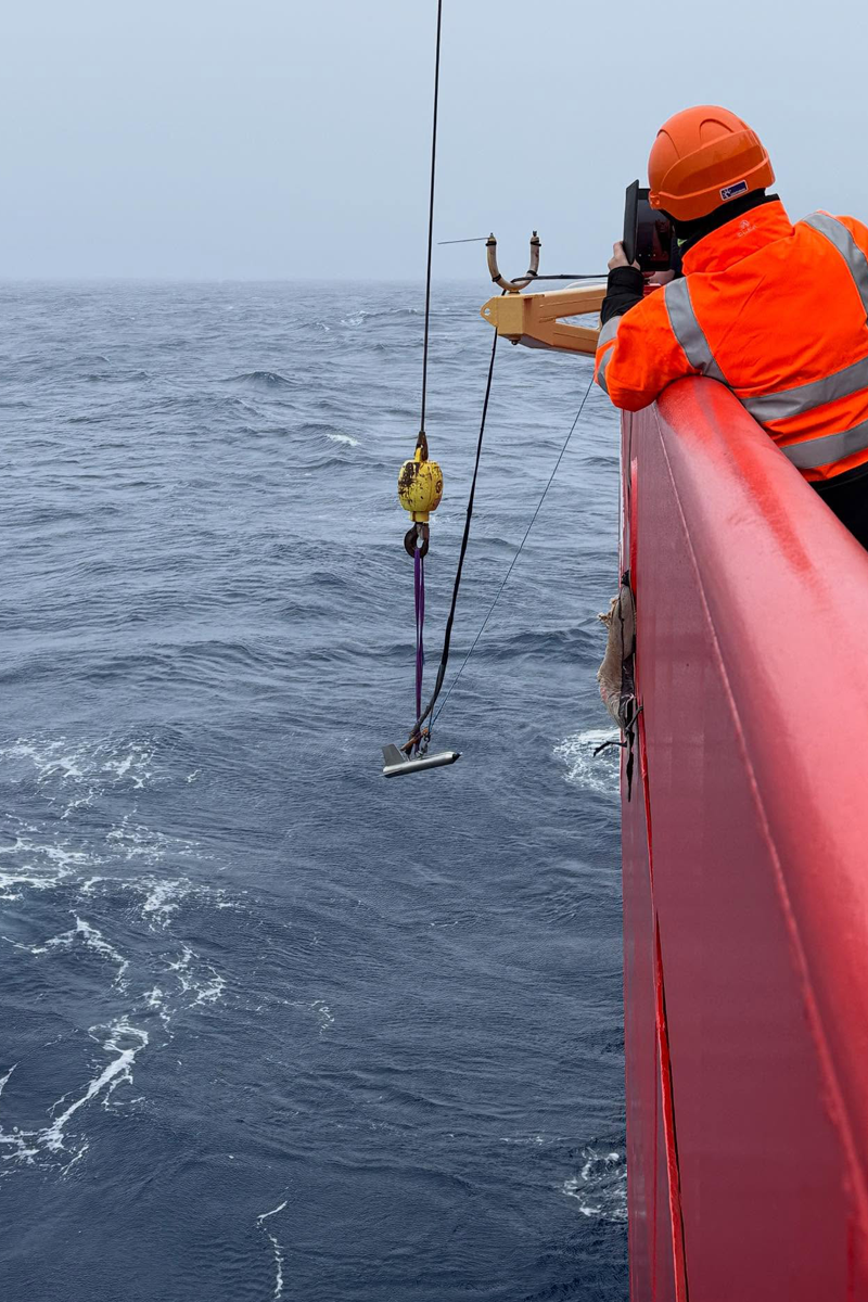 The towfish alongside the Sir David Attenborough