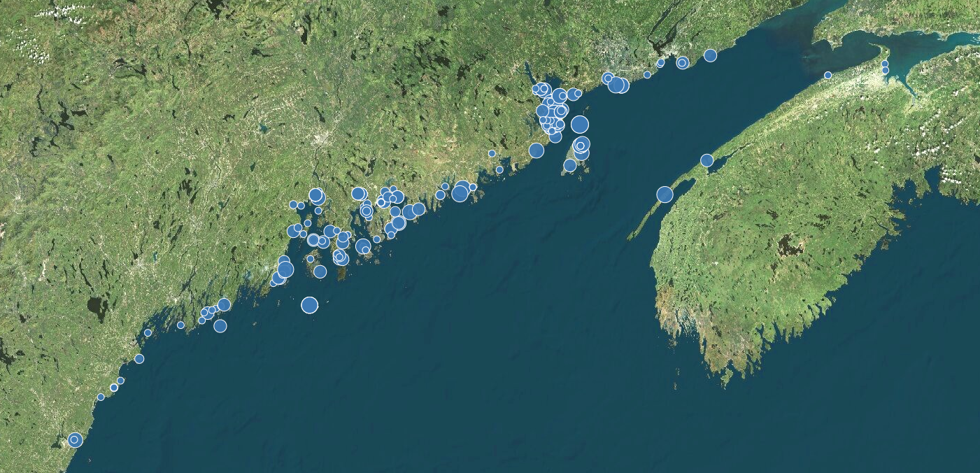 Map of jellyfish sightings